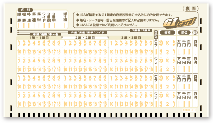 keiba 1575887388 102 - GⅠ専用マークカード「GⅠ（ジーワン）カード」導入　場名とレース番号の記入を省略